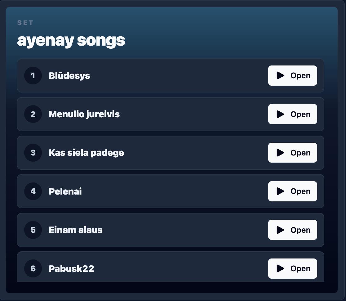 SongMap shared setlist preview