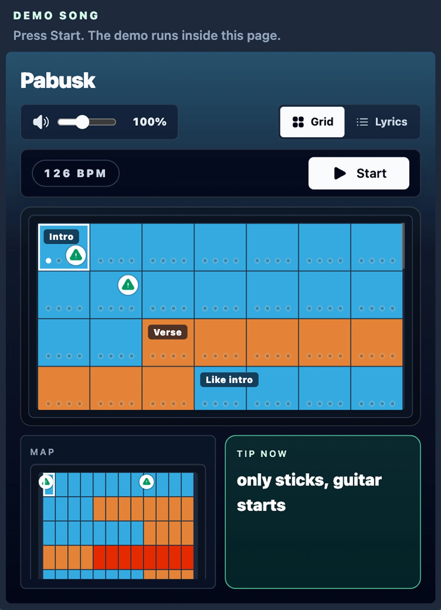 SongMap demo song preview