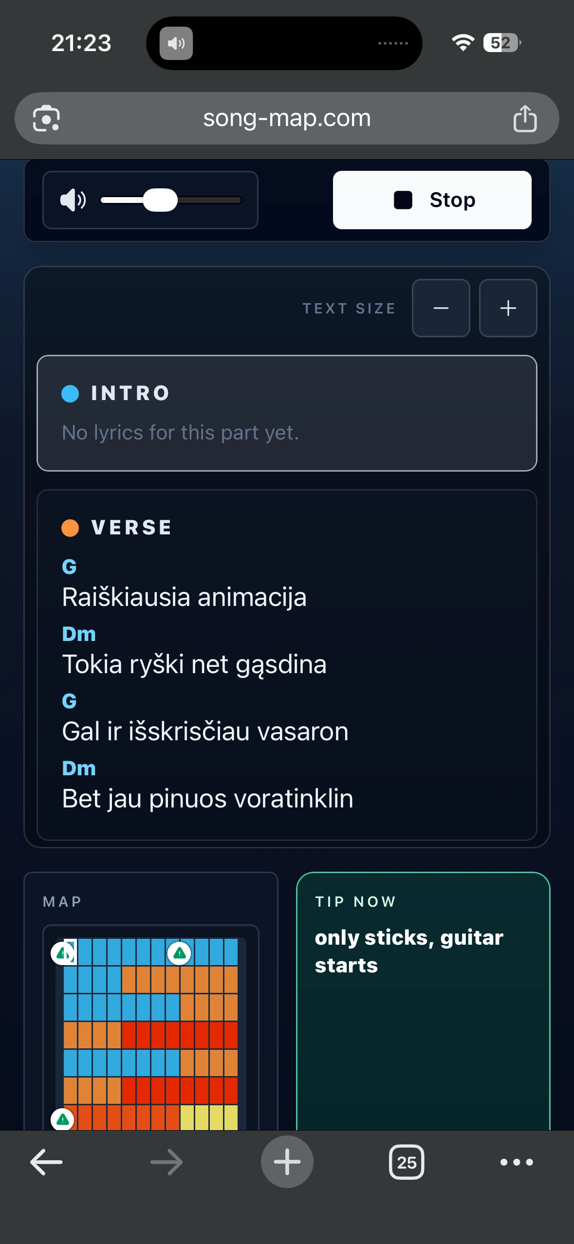 SongMap editor for building song parts and cues